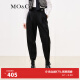 MO&Co.冬季复古高腰锥形靴裤休闲裤西裤黑色MBB4PAT017 黑色 S/160