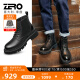 零度Zero男靴新款时尚百搭加绒保暖马丁靴厚底增高防滑耐磨中筒靴子 黑色 42