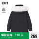 森马（Semir）棉服女中长款宽松收腰工装风2023冬季三防毛领连帽厚109723112006