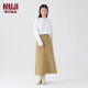 无印良品（MUJI）女式 棉斜纹 A字裙 半身裙 纯棉全棉 女冬款裙子 BE08CC3A 米色 S (155/62A)