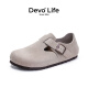 Devo Life的沃软木鞋男女同款时尚穆勒鞋情侣休闲鞋 66008 灰色反绒皮 37
