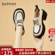 达芙妮（DAPHNE）厚底增高系带小皮鞋2024春夏季新款系带软皮软面乐福鞋松糕增高鞋 米白色 38
