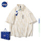 NASA LIKE官方潮牌衬衫夏季冰丝短袖男女日系宽松休闲衬衣百搭青少年上衣 NASA联名-白色 XL（建议125-145斤）