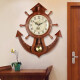 汉时（Hense）创意船舵挂钟客厅挂墙时钟艺术挂表壁钟摆钟餐厅石英钟表HP39棕色