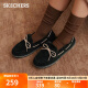 斯凯奇（SKECHERS）冬季女鞋毛绒豆豆套脚乐福鞋平底舒适棉单鞋32782 BLK黑色 36