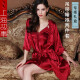 上海故事睡衣女士冰丝睡裙老婆生日礼物红品晨袍新娘结婚龙年本命年 酒红 L（120斤以下）