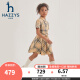 哈吉斯（HAZZYS）品牌童装女童夏新款翻领利落简约活力半袖连衣裙 暖卡其 165