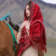继方民族风围巾女秋冬季加厚丽江西藏拍照旅游披肩两用长款仿羊绒流苏保暖斗篷披风 红色