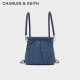 CHARLES&KEITH迷你菱格流浪包单肩斜挎双肩包包女包生日礼物CK2-60782390 Denim Blue深牛仔蓝色 S