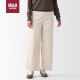 无印良品（MUJI） 女式 弹力 灯芯绒 宽版裤 BEE07C2A 象牙色 M