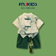 FNJ KIDS童装男童汉服套装夏季宝宝周岁礼服新中式唐装中国风两件套 绿色竹子（现货直发） 90 cm（建议身高80-90cm）