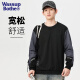 WASSUP BOTHE卫衣男春季日系圆领上衣打底衫宽松学生长袖T恤 黑色 XL 