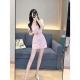 她芙（tafu）品牌女装小香风连衣裙套装女2024新款气质名媛韩版修身包臀裙两件 粉红色 M