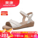 奥康（Aokang）女鞋坡跟一字带凉鞋牛皮舒适日常休闲外穿妈妈鞋T666688811米38码