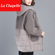 拉夏贝尔（La Chapelle）棉服女冬季2023新款时尚洋气宽松显瘦中长款羊羔毛棉袄加厚外套 米灰色(加绒加厚) XXL