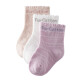 全棉时代 婴儿袜子新生儿宝宝袜子中筒婴儿儿童防滑3双装 丁香紫+浅粉+白15cm