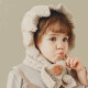 戏狐宝宝帽子围巾一体儿童秋冬新款可爱超萌婴儿护耳帽冬季女童帽GK1 米色 手工款-加绒