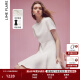 LIME FLARE莱茵福莱尔赫本风法式设计感2024春季收腰双色别致珍珠新款连衣裙 米白色 S