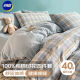 安睡宝（SOMERELLE）简约全棉水洗棉床上四件套纯棉100%裸睡被套床单床品套件1.5/1.8m
