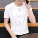 男士冰丝短袖T恤韩版潮流夏季个性潮牌半袖体恤上衣服男装打底衫 白色 XL(120-135斤)