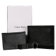 Calvin Klein 【生日礼物】凯文克莱男士时尚拼接撞色CK钱包短款商务礼盒装 黑色