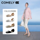 康莉（COMELY）【商场同款】粗跟中空单鞋女春季方扣通勤低跟包头凉鞋 银色 37 