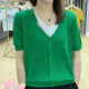 诗娅达（SHIYADA）冰丝短袖t恤女2024夏季女装新款韩版宽松百搭显瘦休闲上衣打底衫 绿色 2XL建议125-140斤