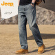 吉普（JEEP）牛仔裤男春夏季宽松直筒长裤潮流休闲裤子男士百搭男裤 蓝色 32 