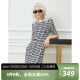 唐可娜儿（DKNY）2024春夏新品满印五分袖字母提花弹力针织连衣裙女装 白色 M(160/84A)
