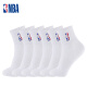 NBA白色袜子男士休闲运动袜夏季网眼透气吸汗棉袜训练跑步篮球袜6双
