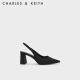 CHARLES&KEITHCK1-60361462简约纯色尖头高跟凉鞋女 Black黑色 37