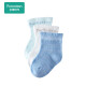 全棉时代 婴儿袜子新生儿宝宝袜子中筒婴儿儿童防滑3双装 蔚蓝+白+天蓝15cm