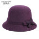 佳妍尚中老年人帽子女士羊毛呢妈妈帽蝴蝶结保暖优雅礼帽洋气老太太盆帽 紫色帽子