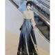丹珠娜（DanZhuNa）马面裙女装套装国风2024年春装新款汉元素改良汉服明制衬衫连衣裙 2162上衣+蓝色马面裙 M(100-109斤)