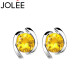 JOLEE耳钉黄水晶S925银耳坠时尚简约气质款耳环饰品送女生节日礼物