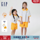 Gap女童夏季纯棉花苞领POLO衫两件套670333儿童装户外套装 黄色 150cm(XL)