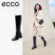 爱步（ECCO）靴子女 冬季百搭牛皮高跟高筒女靴 雕塑222633 黑色22263351052 38