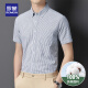 罗蒙100%纯棉衬衫男士短袖条纹商务休闲免烫夏季新款中青年衬衣 46D灰色条纹 XL