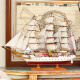 Snnei室内 地中海仿真帆船模型客厅摆件实木质船装饰品欧式创意家居办公室房间手工艺品一帆风顺 《瑟兰号》62cm
