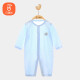 贝瑞加（Babyprints）宝宝连体衣纯棉婴儿哈衣儿童睡衣四季内衣长袖薄款爬服 蓝80