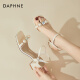 达芙妮（DAPHNE）凉鞋女夏季外穿一字带2024新款时尚珍珠水钻小香风气质宴会高跟鞋 米色 跟高6.5cm 36 标准码