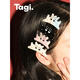 Tagi.两只小狗彩色镶嵌钻石醋酸板材刘海夹发卡发夹七夕礼物七夕礼物 奶油海盐