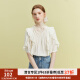 范思蓝恩23FS12439法式V领短袖衬衫女设计感小众夏季荷叶边上衣 米色 S