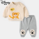 迪士尼（Disney）婴儿卫衣套装长裤子秋装春秋幼儿男童0-3岁女宝宝2小童外出两件套 米色 100cm