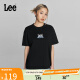 Lee24春夏新品Oversize水滴式Logo印花女短袖T恤休闲LWT0082174LE 黑色 M