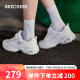 斯凯奇（Skechers）春夏女经典复古老爹鞋蕾丝厚底熊猫鞋小白鞋运动鞋11959-WHT