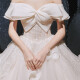 法蒂雅 一字肩主婚纱2023新款新娘小个子星空气质仙简约森系大气公主风 浅香槟色1.2米拖尾 S