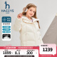 哈吉斯（HAZZYS）品牌童装女童羽绒服冬新品休闲防静电抑菌保暖连帽羽绒服 奶油色 165
