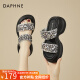 达芙妮（DAPHNE）拖鞋女夏季外穿厚底2024款亮片小众设计露趾一字凉拖 银色 跟高6.5CM 36 标准码