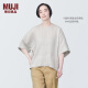 无印良品（MUJI） 女式 麻混粘纤纤维短袖罩衫t恤上衣打底衫内搭 BC2IUC4S 浅灰色 S(155/80A)